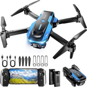 Drone with 1080P Camera for Beginners and Adults, Foldable Remote Control Quadcopter with Voice Control, Gestures Selfie, Altitude Hold, One Key Start, 3D Flips, 2 Batteries, Toy for Beginners