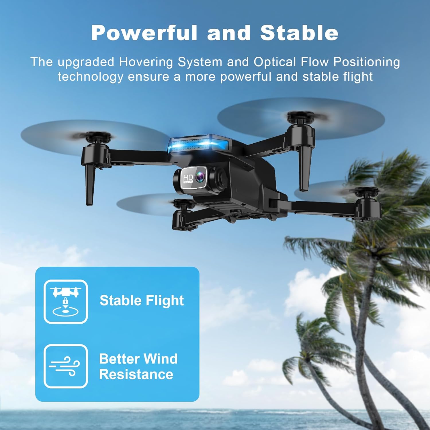 Drone with 1080P Camera for Beginners and Adults, Foldable Remote Control Quadcopter with Voice Control, Gestures Selfie, Altitude Hold, One Key Start, 3D Flips, 2 Batteries, Toy for Beginners - Image 4