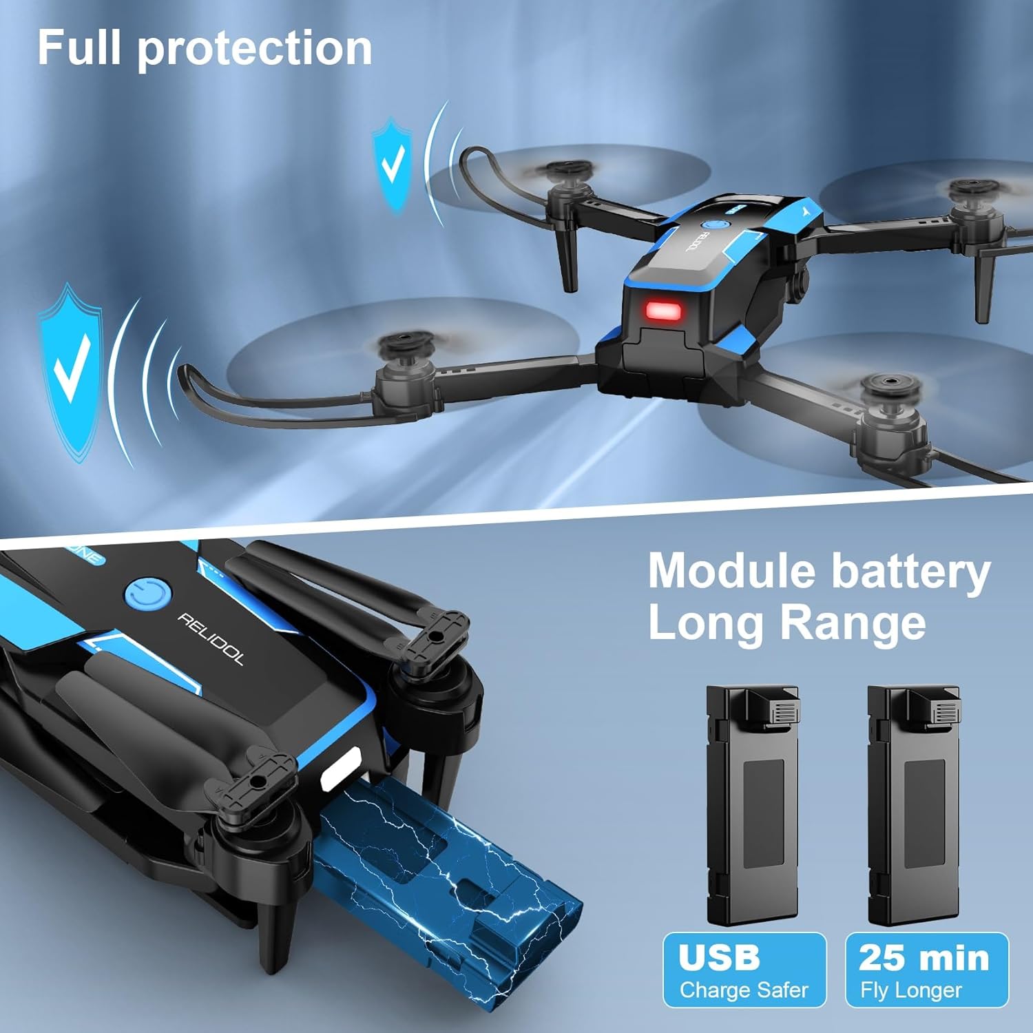 Drone with 1080P Camera for Beginners and Adults, Foldable Remote Control Quadcopter with Voice Control, Gestures Selfie, Altitude Hold, One Key Start, 3D Flips, 2 Batteries, Toy for Beginners - Image 6