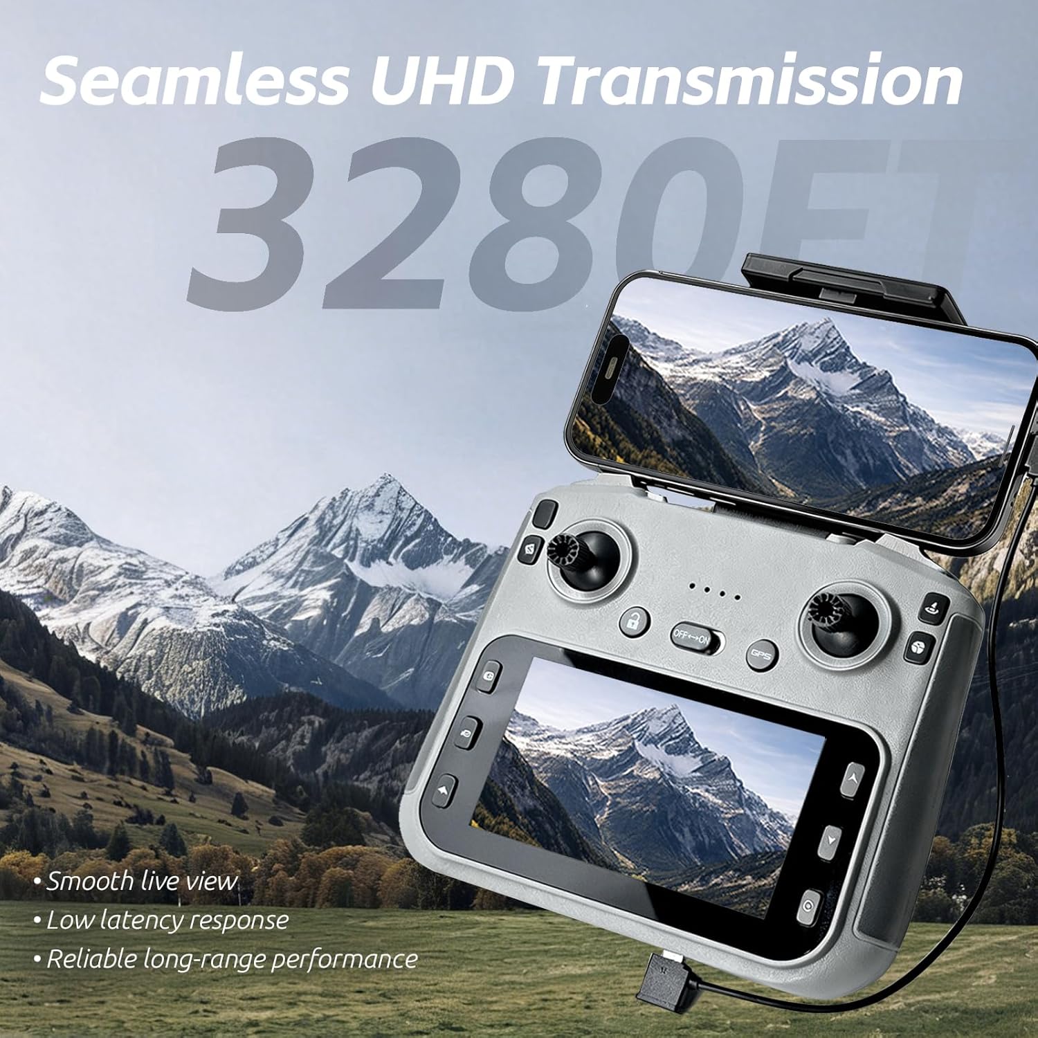 GPS Drone with Camera for Adults - 4K Drone with 4.5” FPV Screen Controller, 60 Min Flight, Brushless Motor Foldable Quadcopter, Auto Return, Follow Me, 3 Speed Modes for Beginners - Gift Under 249g - Image 2