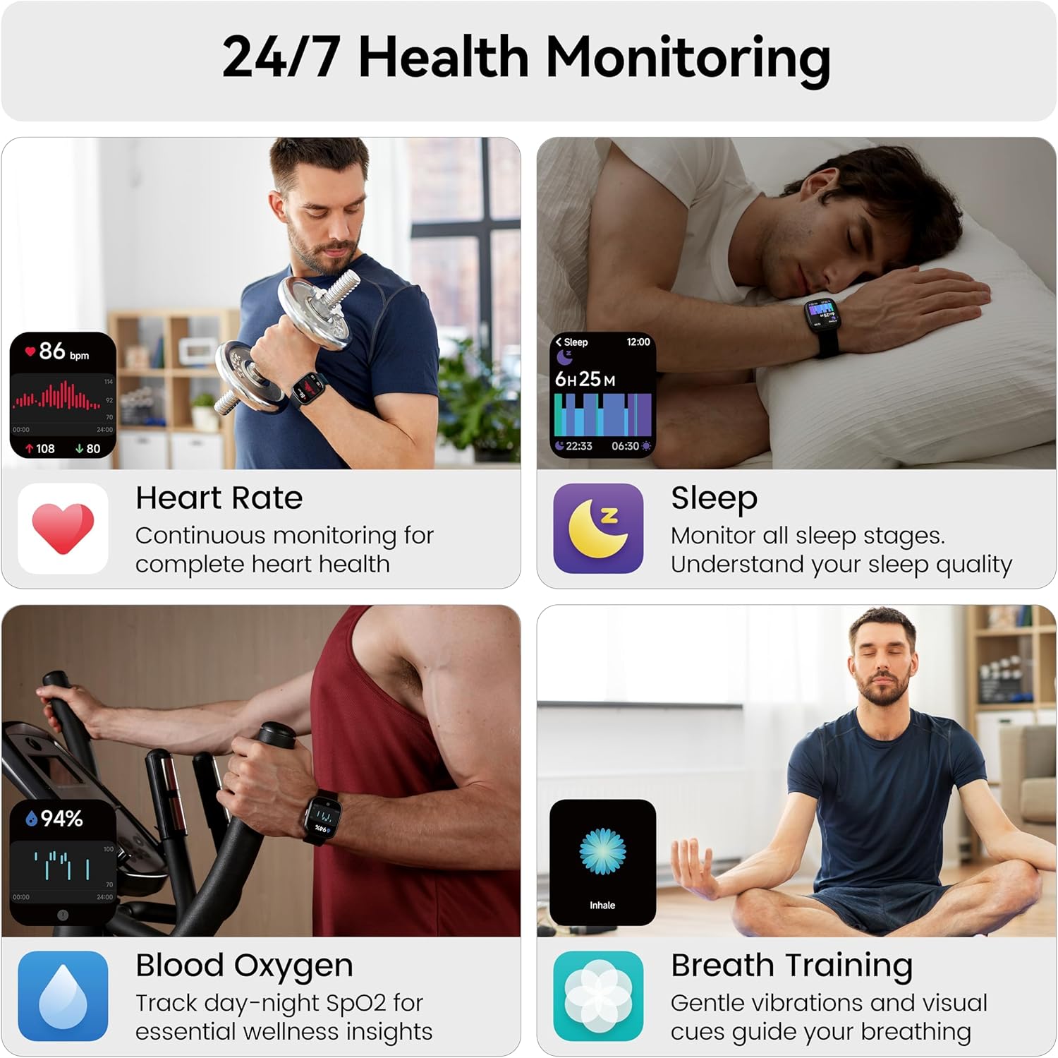 Smart Watch with Alexa Built-in, 1.83" HD Touchscreen Fitness Tracker with Bluetooth Calling, Fitness Watch with Heart Rate/Sleep Monitor, 120+ Sports Modes, IP68 Waterproof Smartwatch for Android iOS - Image 4