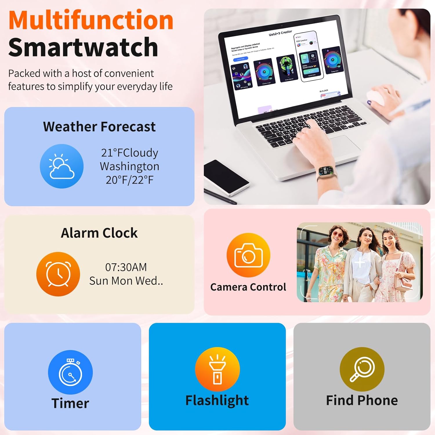 2026 Upgraded Smart Watch Alexa Built-in【1.83" HD Touchscreen】【BT5.3 Call, 100+ Sports Modes & IP68 Waterproof】 Fitness Tracker 24/7 Heart & Sleep Monitor for Android iOS Men Women - Image 7